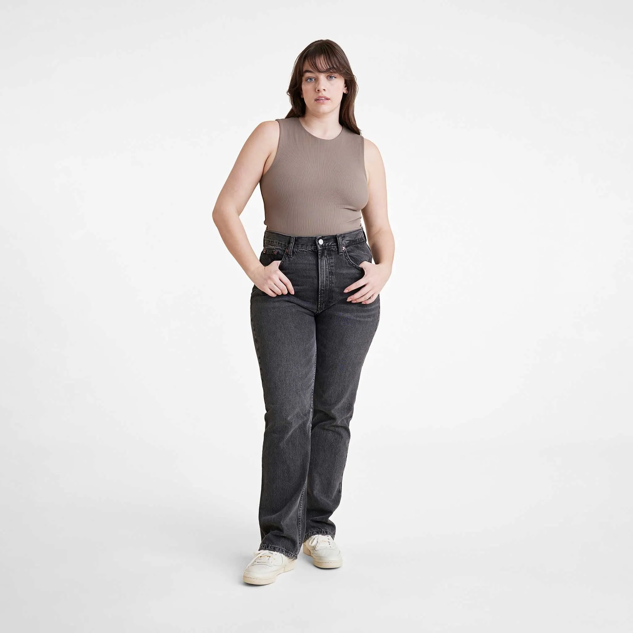 Ribbed Crewneck Tank Bodysuit | Mocha