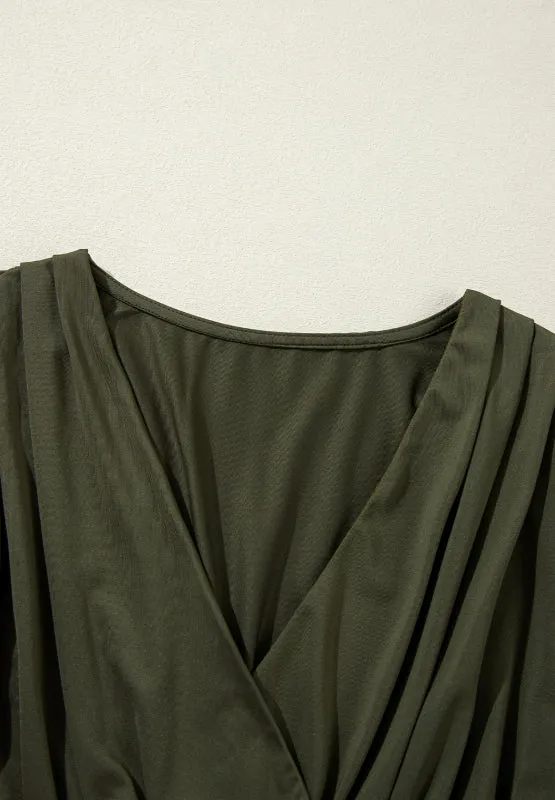 Ruched Surplice Long Sleeve Bodysuit