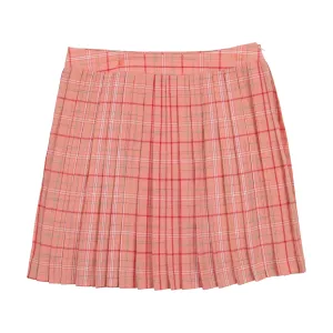 Salmon Plaid Pleated Skirt