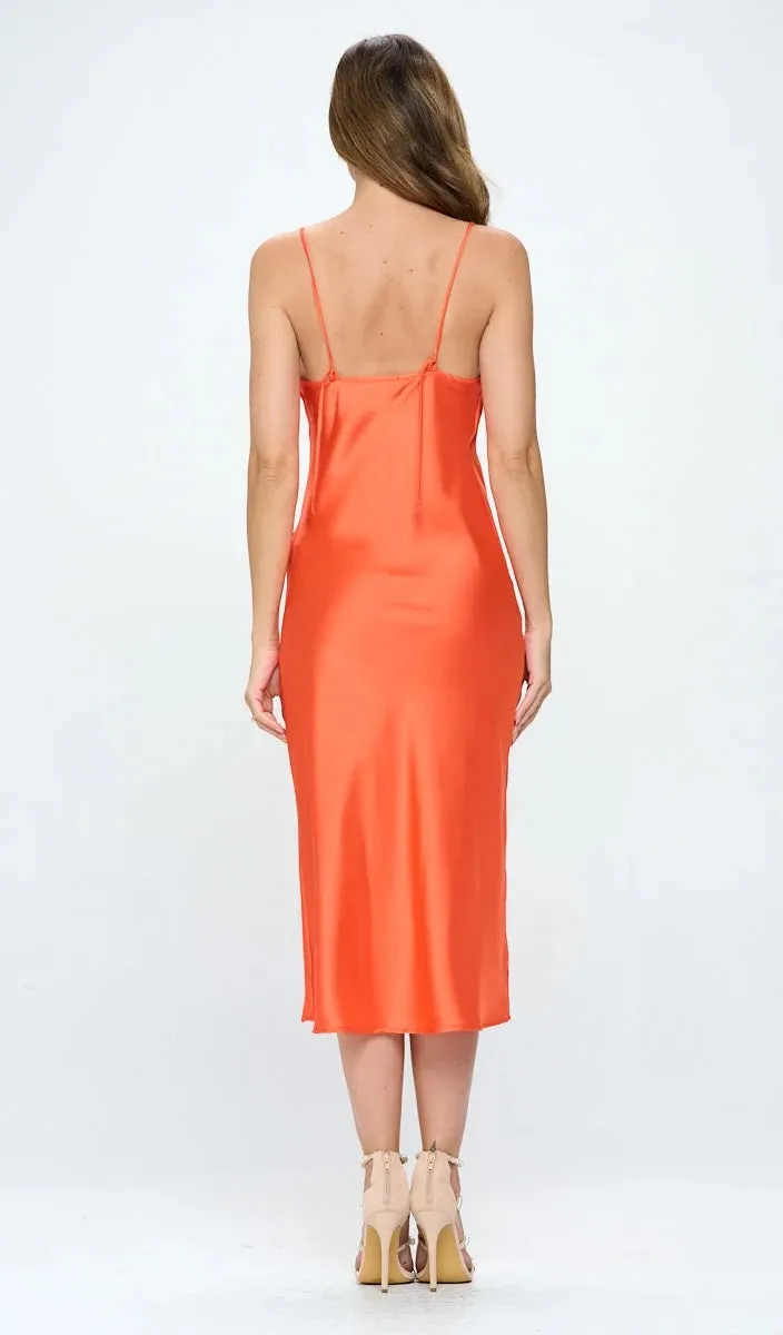 Satin Bias Slip Dress with Slit