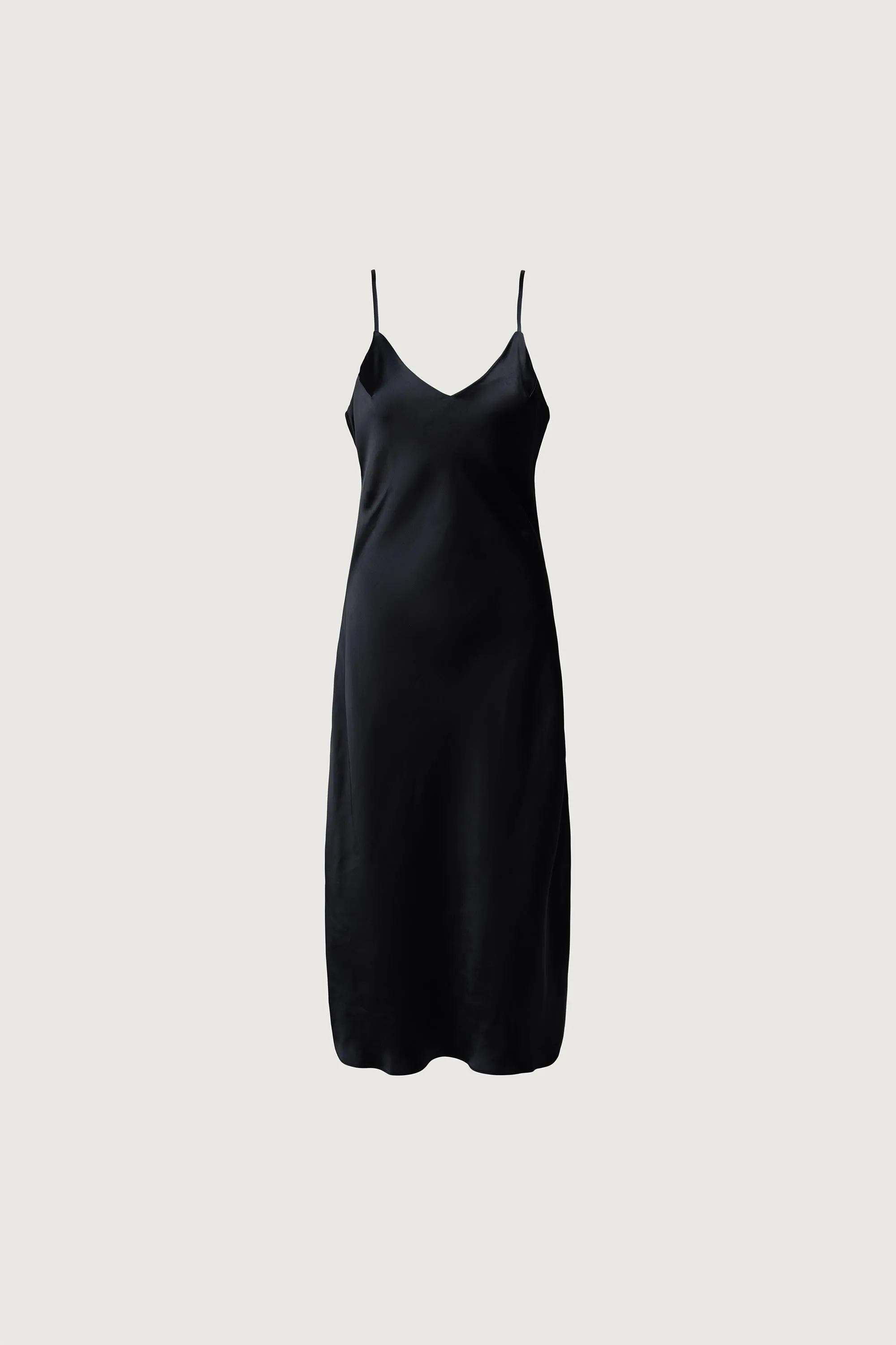 SATIN V-NECK SLIP MIDI DRESS