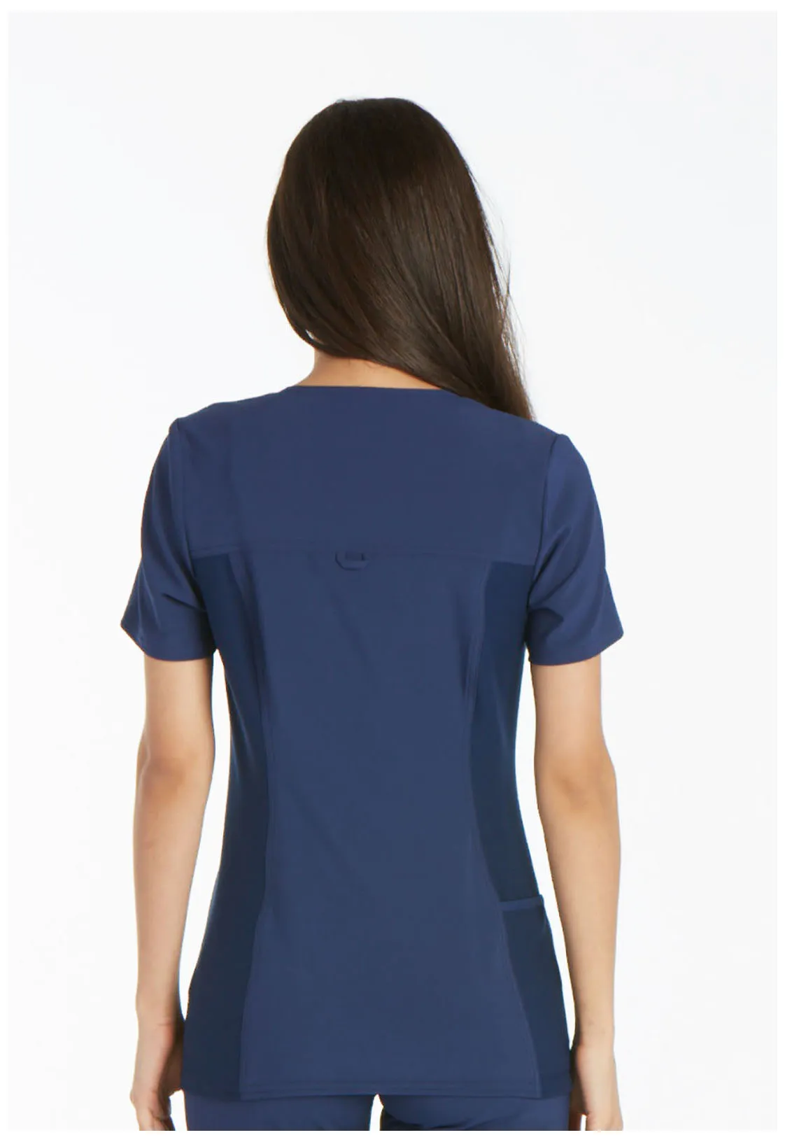 Scrub Top - Cherokee Women's iFlex V-Neck Knit Panel Top - Navy, CK605