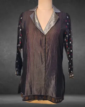Semistitched Silk Chanderi Shibori Short Tunic