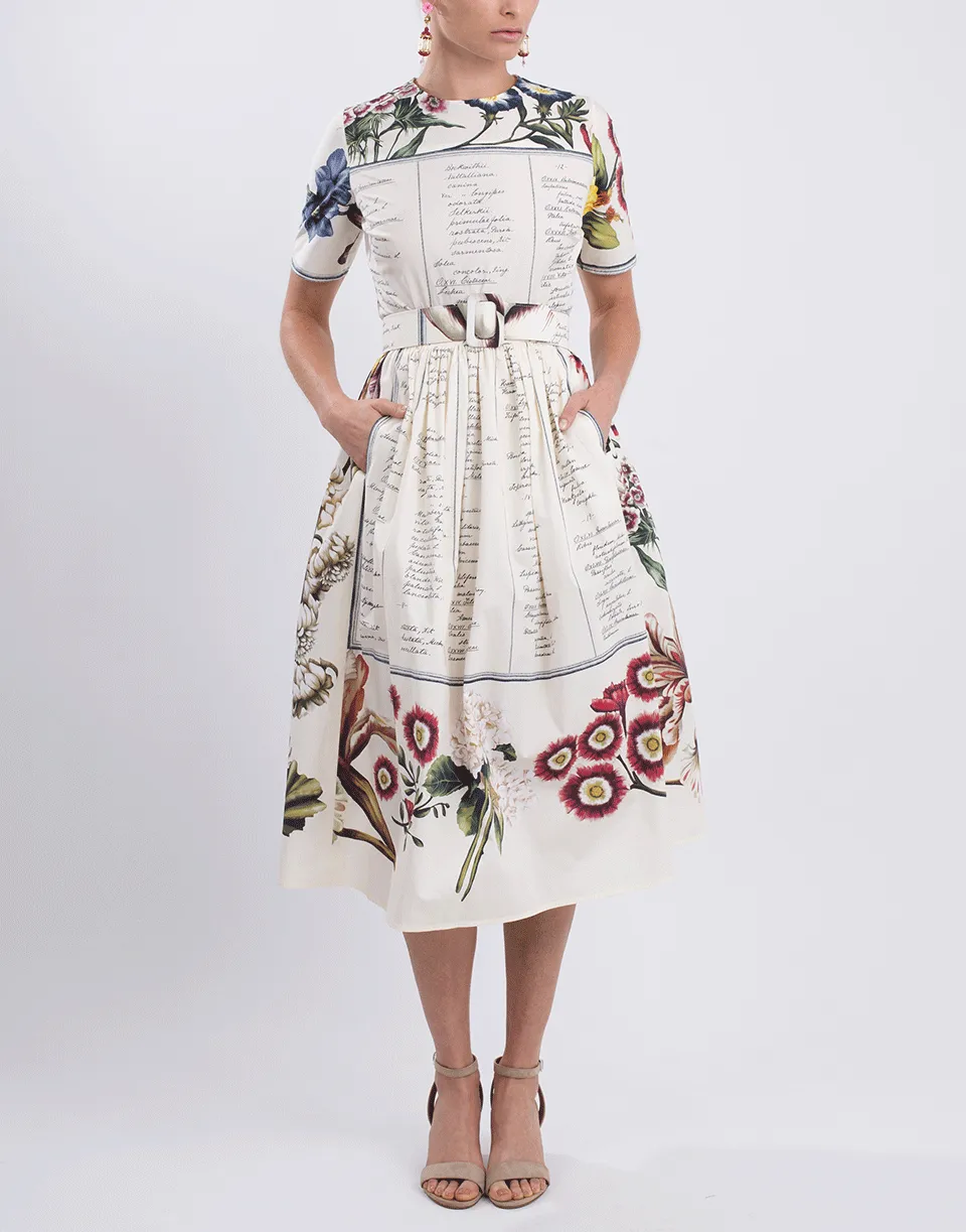 Short Sleeve Printed Cotton Full Bottom Dress