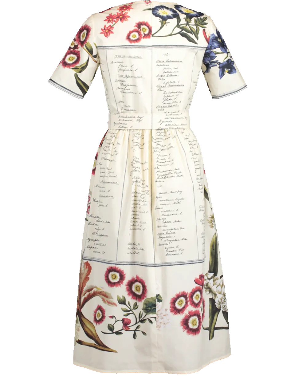 Short Sleeve Printed Cotton Full Bottom Dress