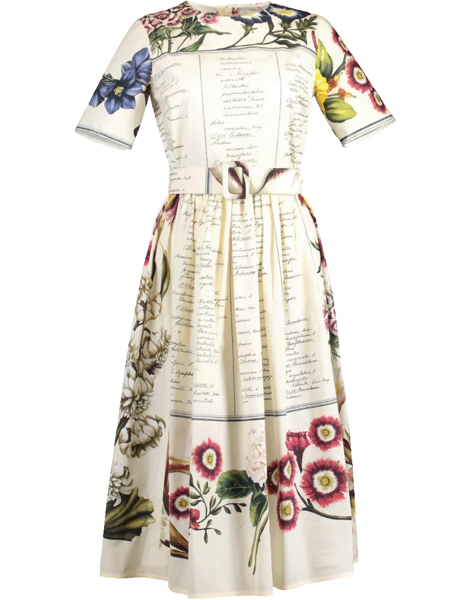 Short Sleeve Printed Cotton Full Bottom Dress