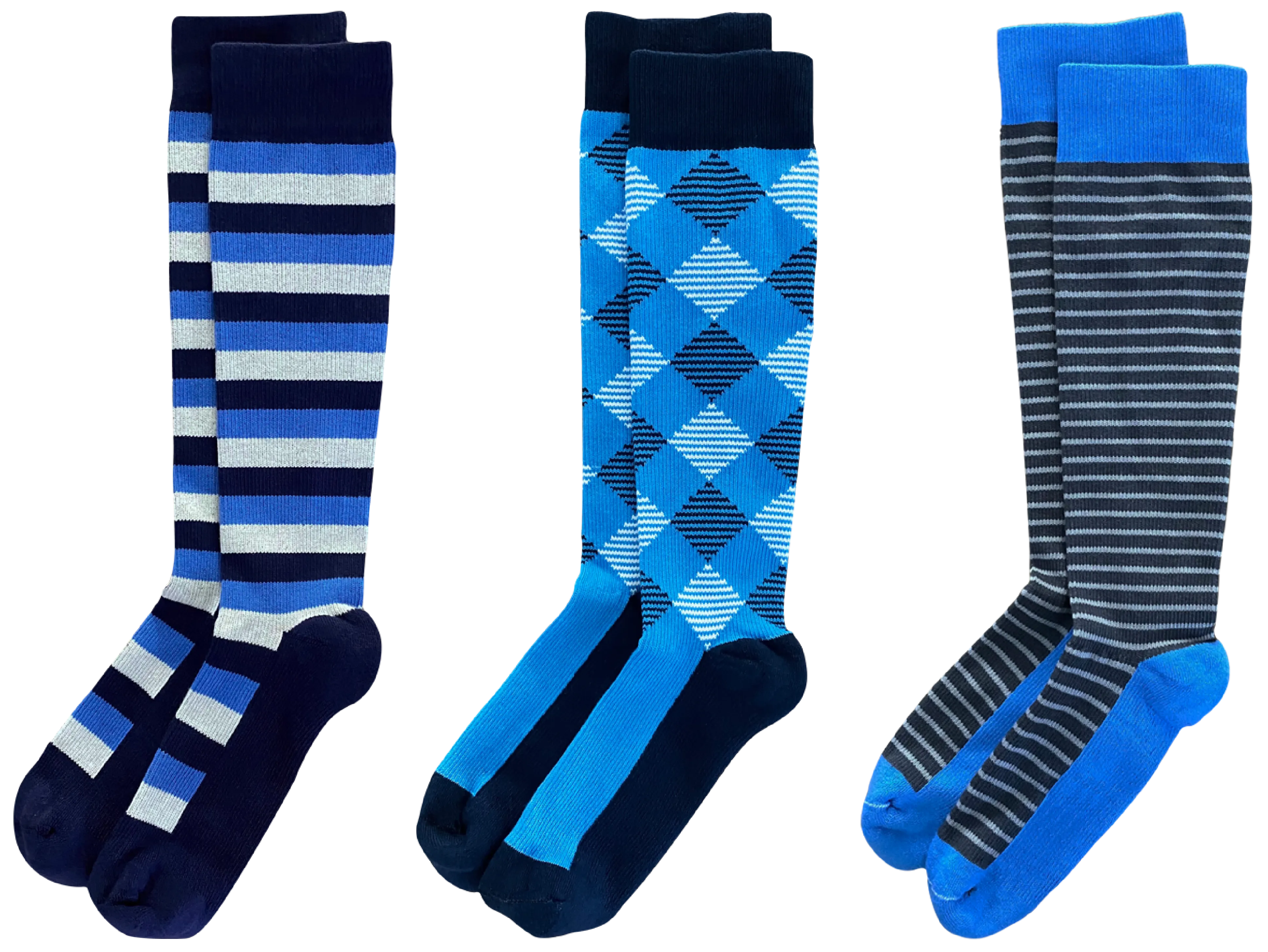 Sky Blue 3-pack of American Made 15-20mmHg OTC Compression Socks