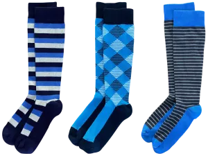 Sky Blue 3-pack of American Made 15-20mmHg OTC Compression Socks