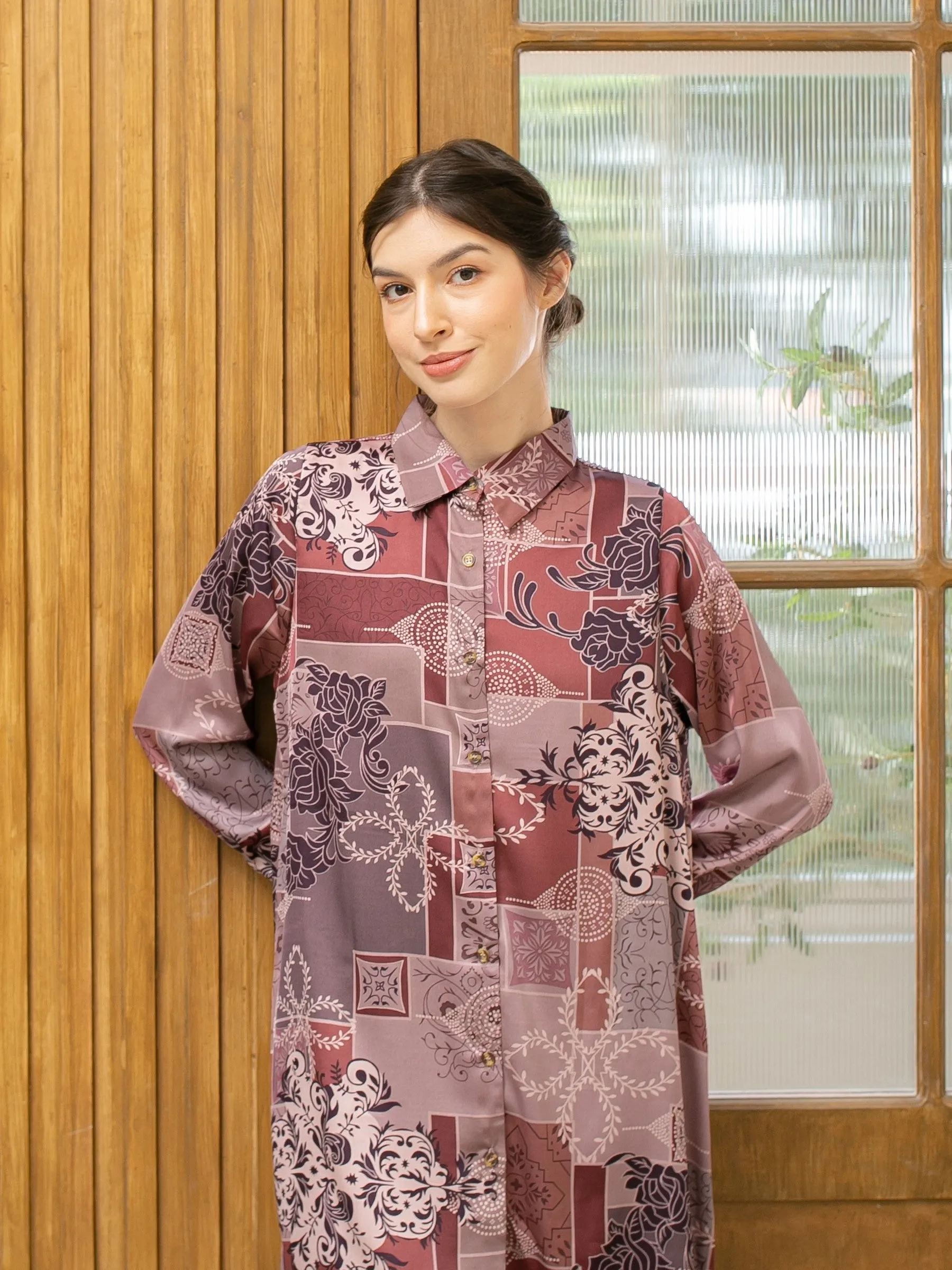 Soera Satin Tunic Kemeja - Green