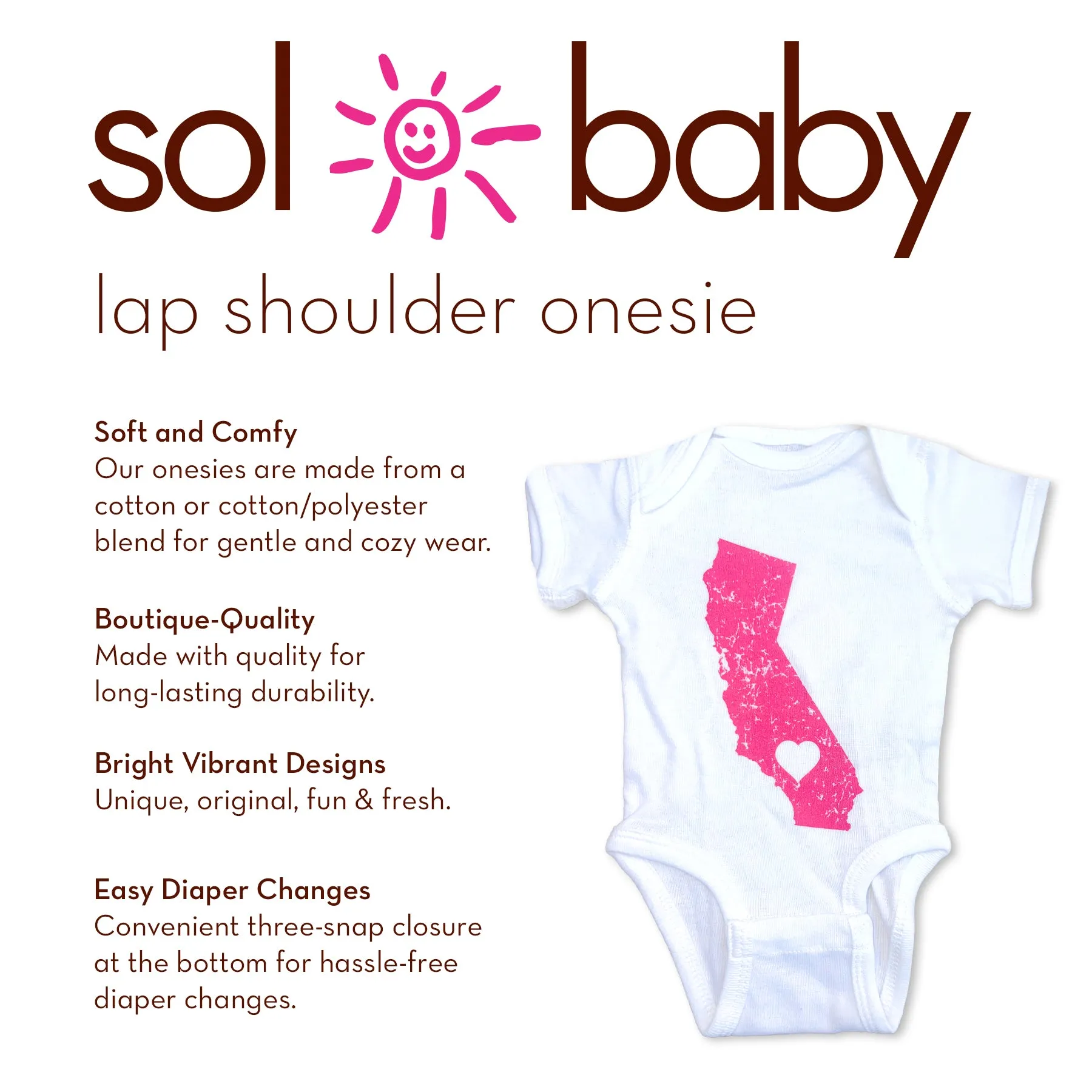 Sol Baby California Love White/Pink Bodysuit