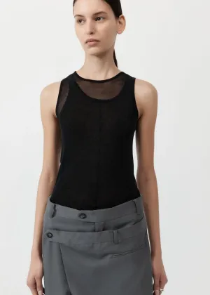 ST. AGNI Semi Sheer Double Layer Tank Top - Black