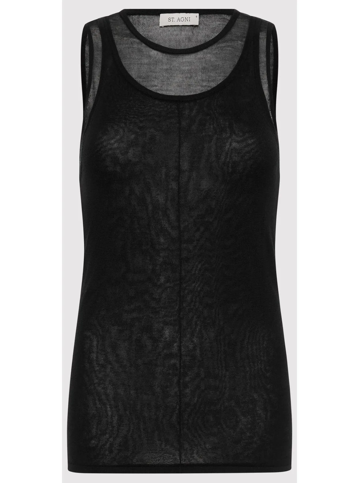 ST. AGNI Semi Sheer Double Layer Tank Top - Black