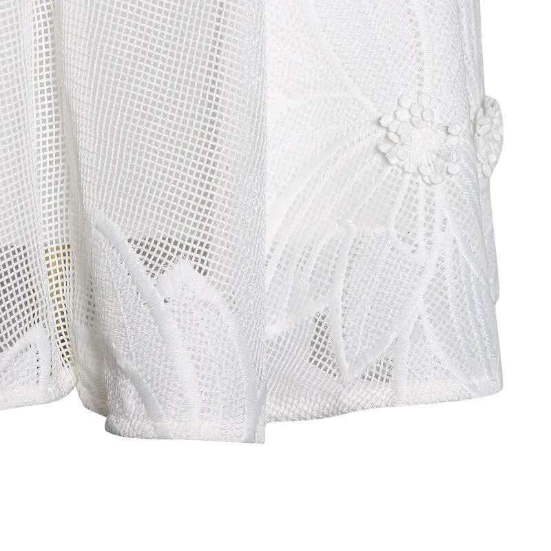 Stand Collar Embroidery Mini Dress