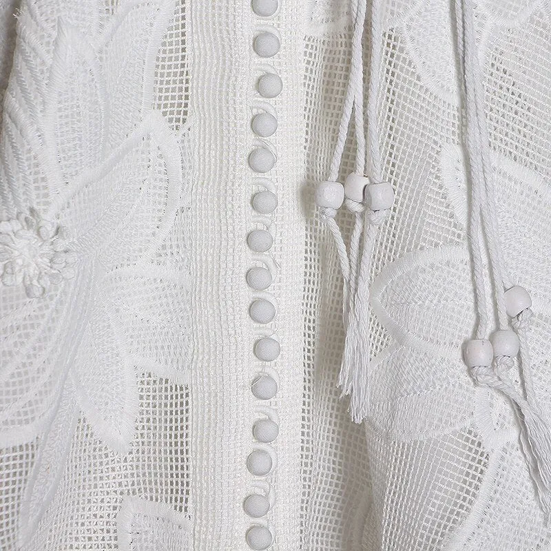Stand Collar Embroidery Mini Dress