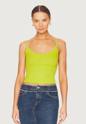 Stretch Silk Knit Rib Essential Tank - Kiwi