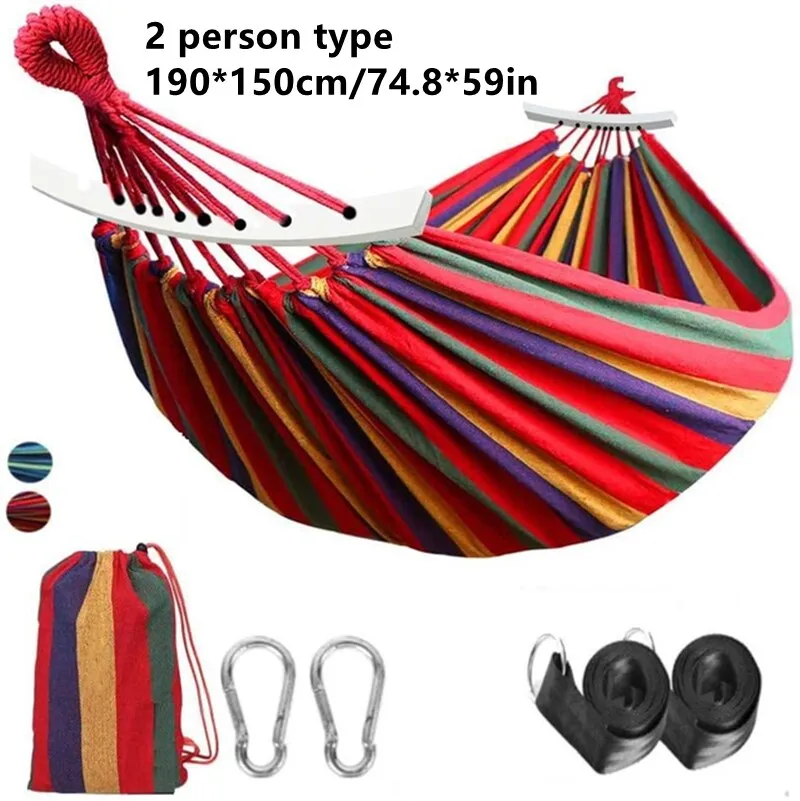 TEEK - Outdoor Portable Garden Canvas Stripe Hammock