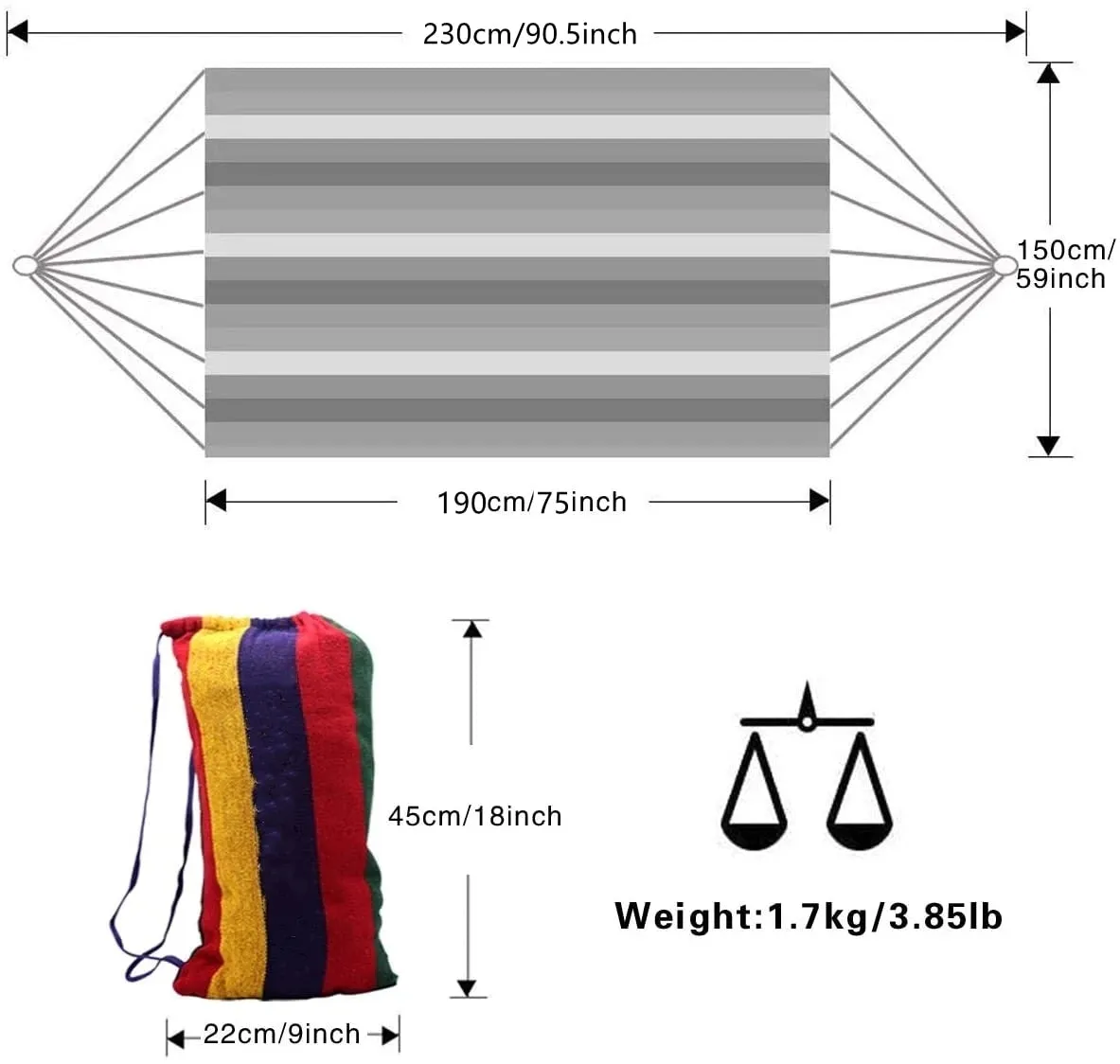 TEEK - Outdoor Portable Garden Canvas Stripe Hammock