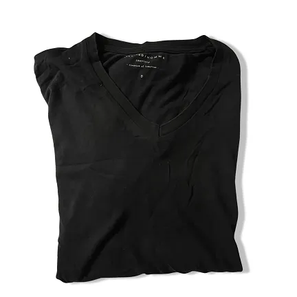 Vintage Black Selected Hommes V-neck small plain tees