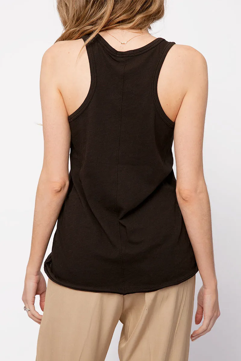 Vintage Jersey Mix Tank in Black