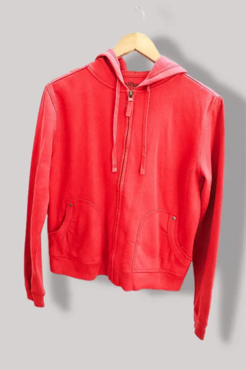 Vintage red full zip up cotton polyester medium hoodie