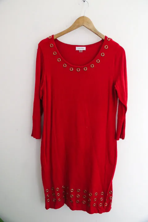 Vintage red large Calvin Klein kneelength Dress