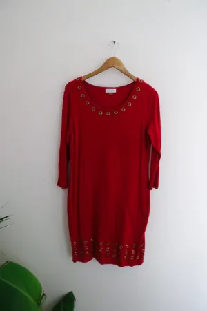 Vintage red large Calvin Klein kneelength Dress