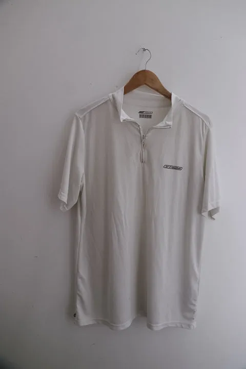 Vintage Reebok mens white 1/4 zip up polo shirt