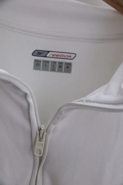 Vintage Reebok mens white 1/4 zip up polo shirt