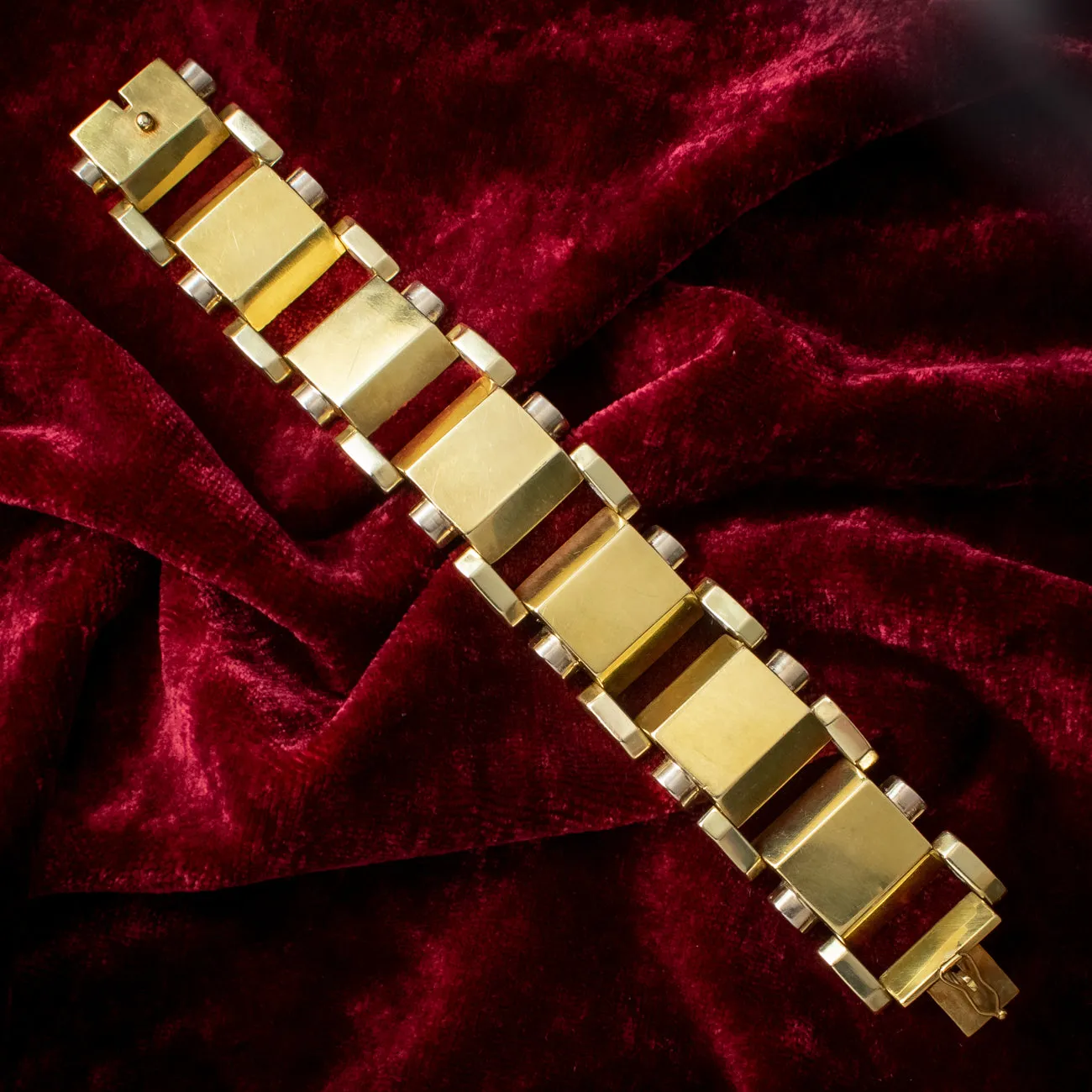 Vintage Retro Tank Bracelet 18ct Gold