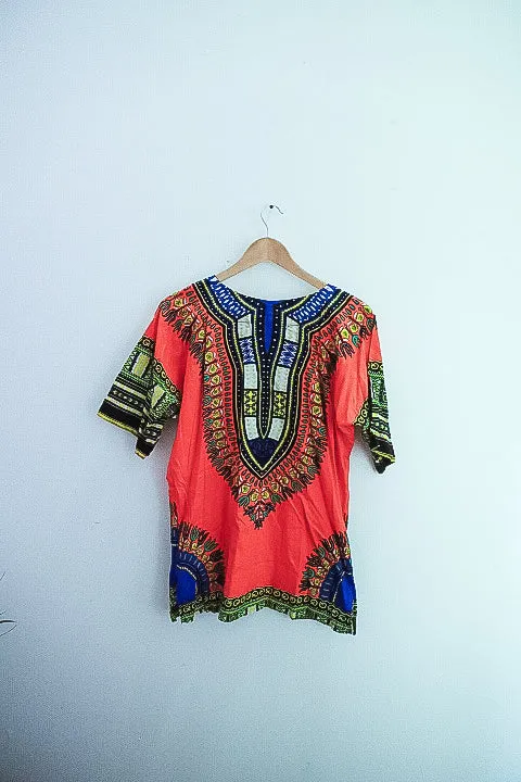 Vintage Tribal African Caftan Boho Unisex Small Top