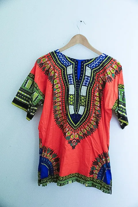 Vintage Tribal African Caftan Boho Unisex Small Top