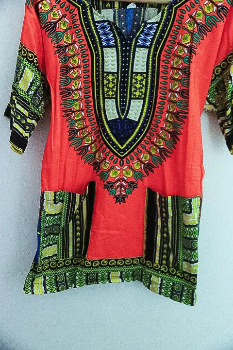 Vintage Tribal African Caftan Boho Unisex Small Top