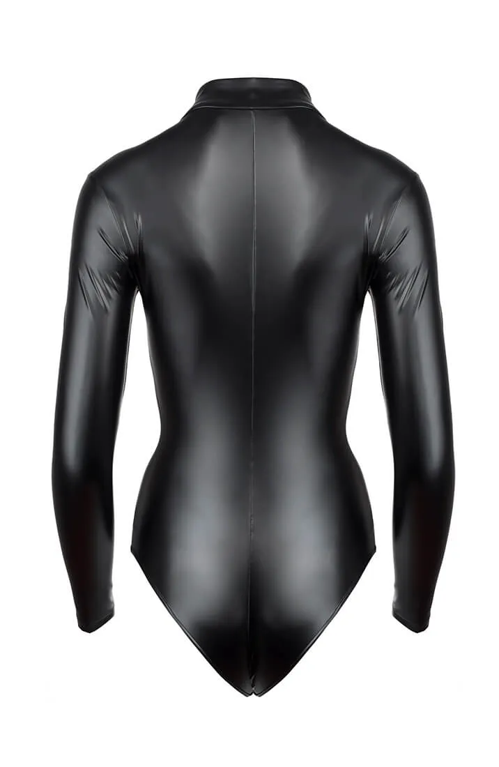 Wet look bodysuit with 3-way zip - The Monarch