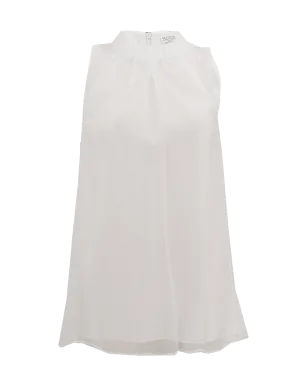 White Silk Double Layer Top