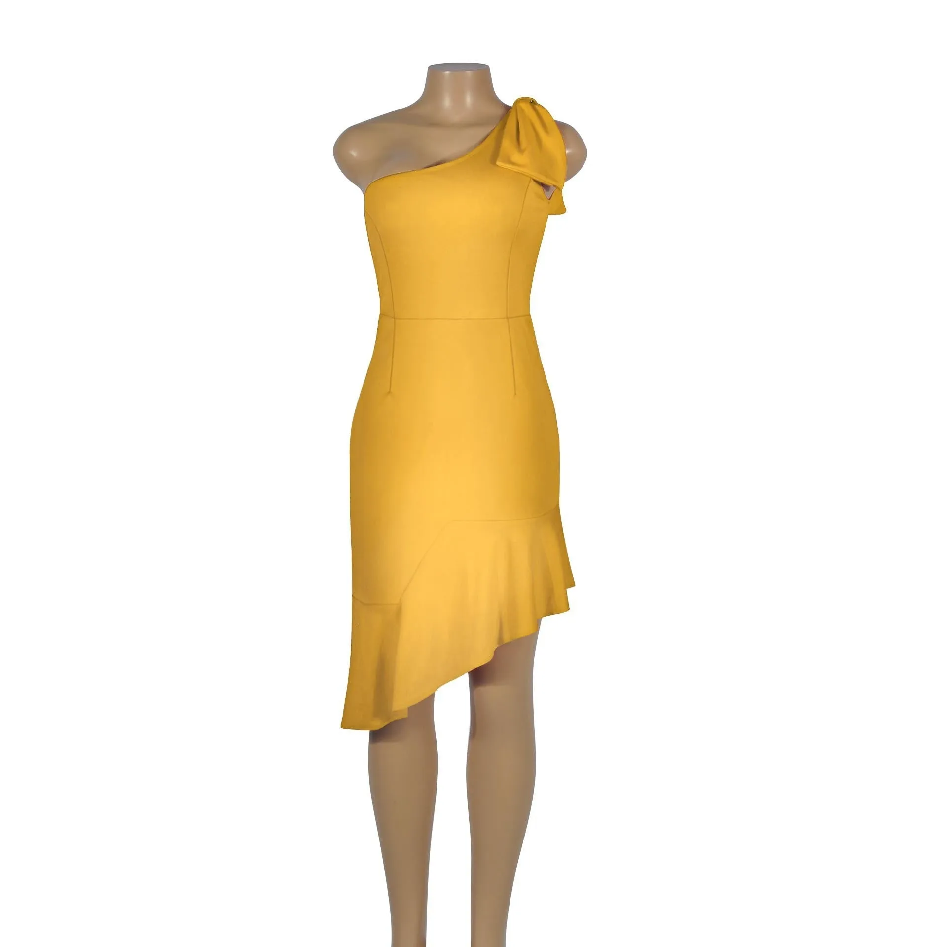 Women's Summer One-Shoulder Sheath Mini Dress With Ruffles