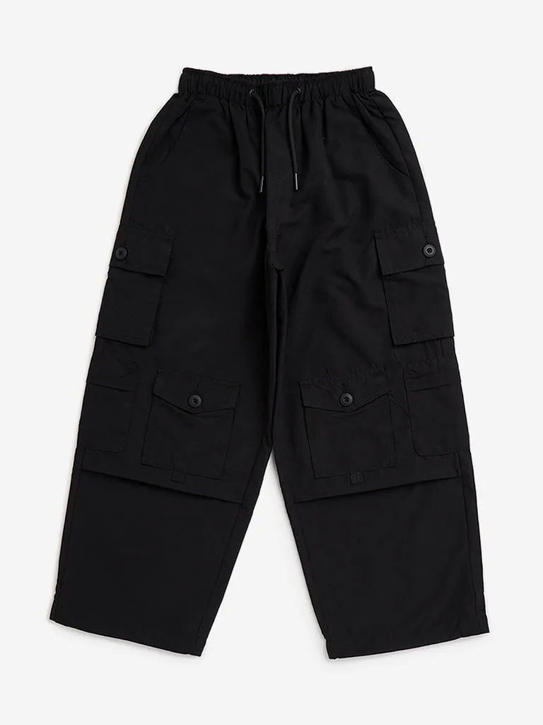 Y&F Kids Black Mid-Rise Cargo Pants
